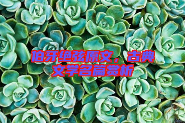 伯牙絕弦原文，古典文學(xué)名篇賞析