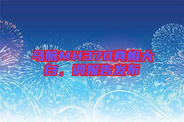 馬航MH370真相大白，調(diào)報(bào)告發(fā)布