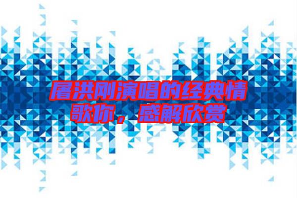 屠洪剛演唱的經(jīng)典情歌你，感解欣賞