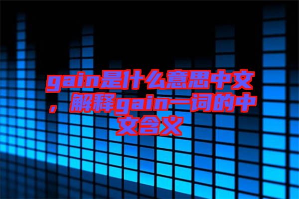 gain是什么意思中文，解釋gain一詞的中文含義