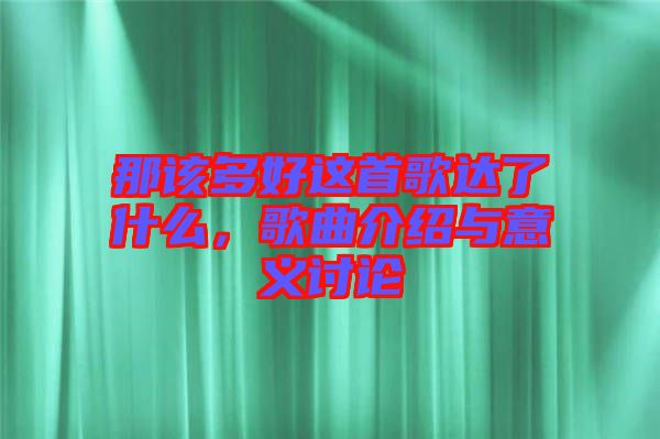那該多好這首歌達(dá)了什么，歌曲介紹與意義討論