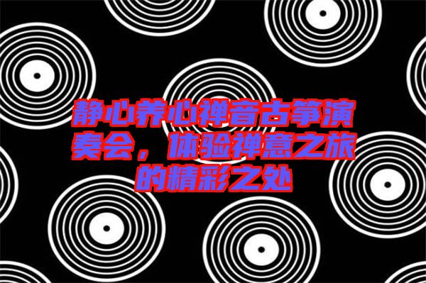 靜心養(yǎng)心禪音古箏演奏會，體驗禪意之旅的精彩之處