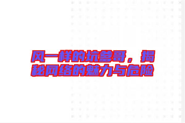 風(fēng)一樣的坑爹哥，揭秘網(wǎng)絡(luò)的魅力與危險(xiǎn)